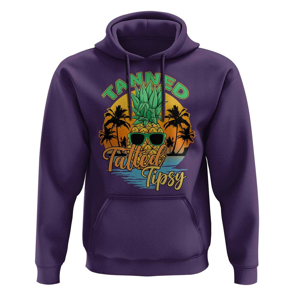 Summer Vibe Hoodie Tanned Tatted Tipsy Funny Pineapple Retro Sunset TS02 Purple Print Your Wear