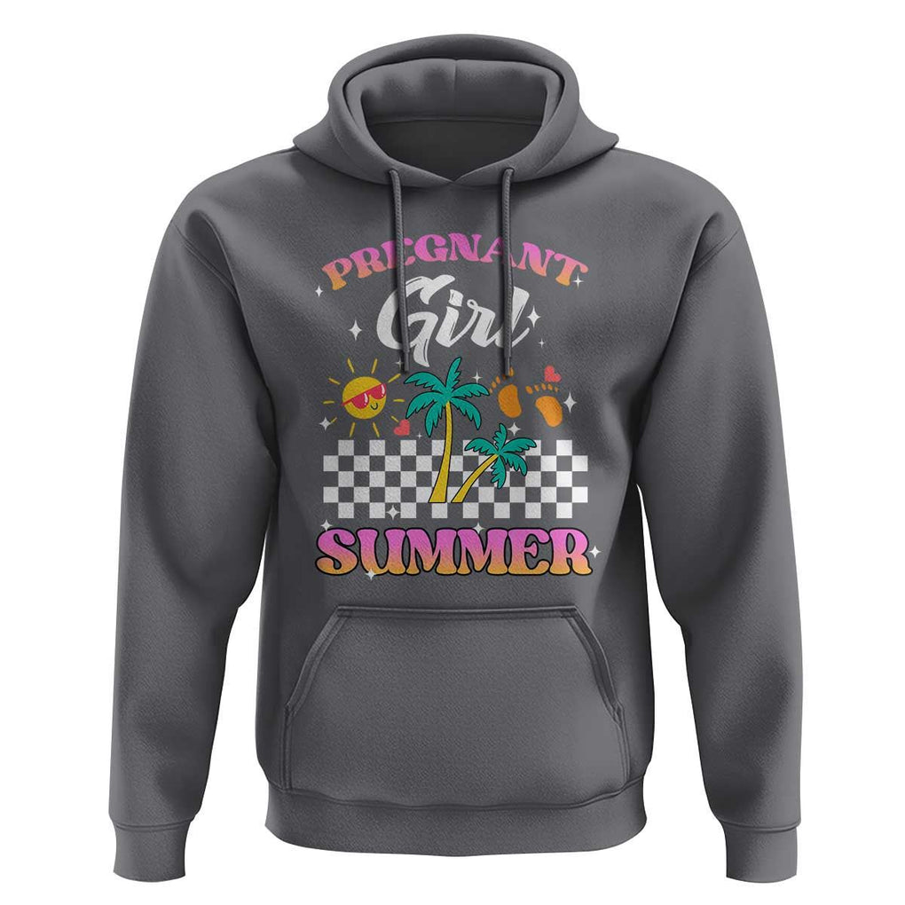 Pregnant Girl Summer Hoodie Funny Baby Announcement Retro Vintage TS02 Charcoal Print Your Wear