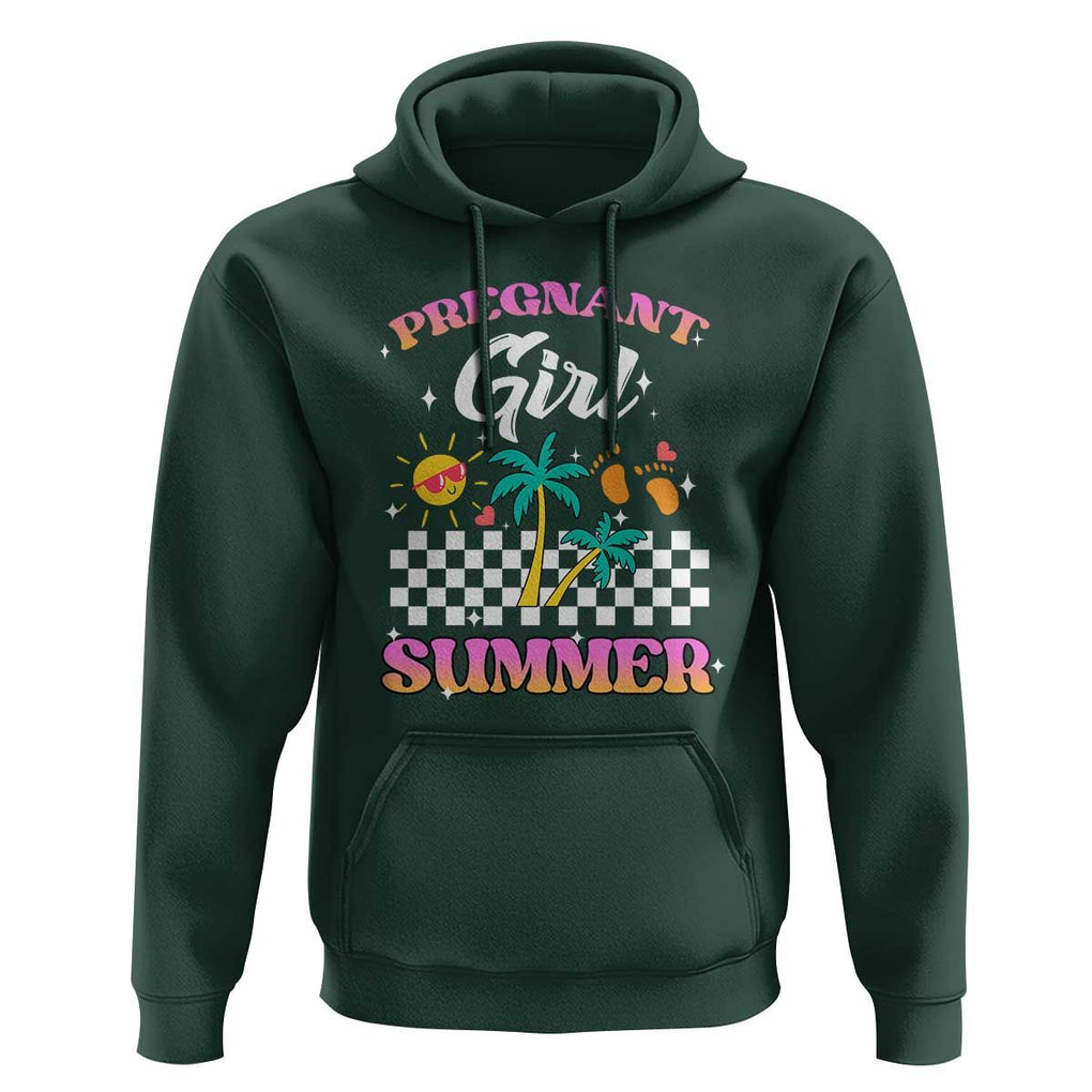 Pregnant Girl Summer Hoodie Funny Baby Announcement Retro Vintage TS02 Dark Forest Green Print Your Wear