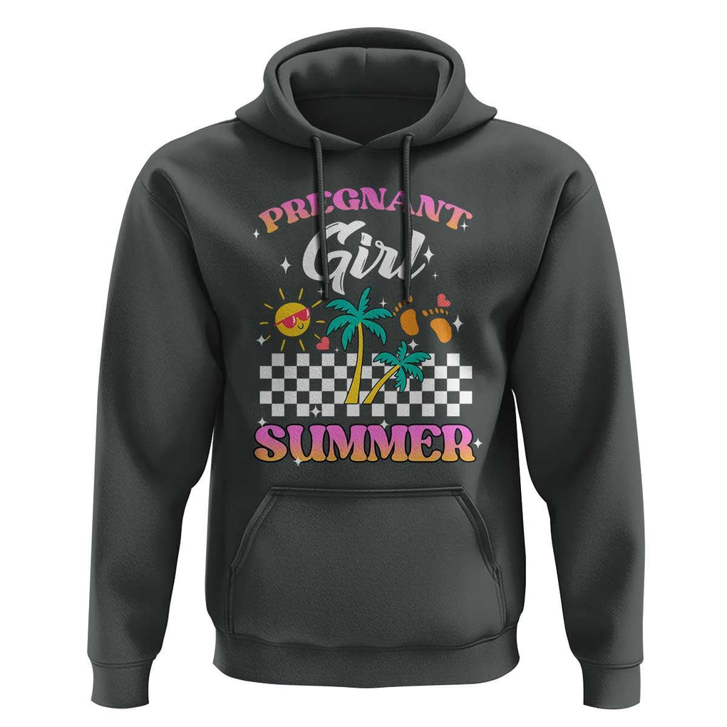 Pregnant Girl Summer Hoodie Funny Baby Announcement Retro Vintage TS02 Dark Heather Print Your Wear