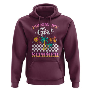 Pregnant Girl Summer Hoodie Funny Baby Announcement Retro Vintage TS02 Maroon Print Your Wear
