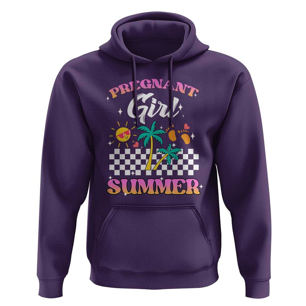 Pregnant Girl Summer Hoodie Funny Baby Announcement Retro Vintage TS02 Purple Print Your Wear