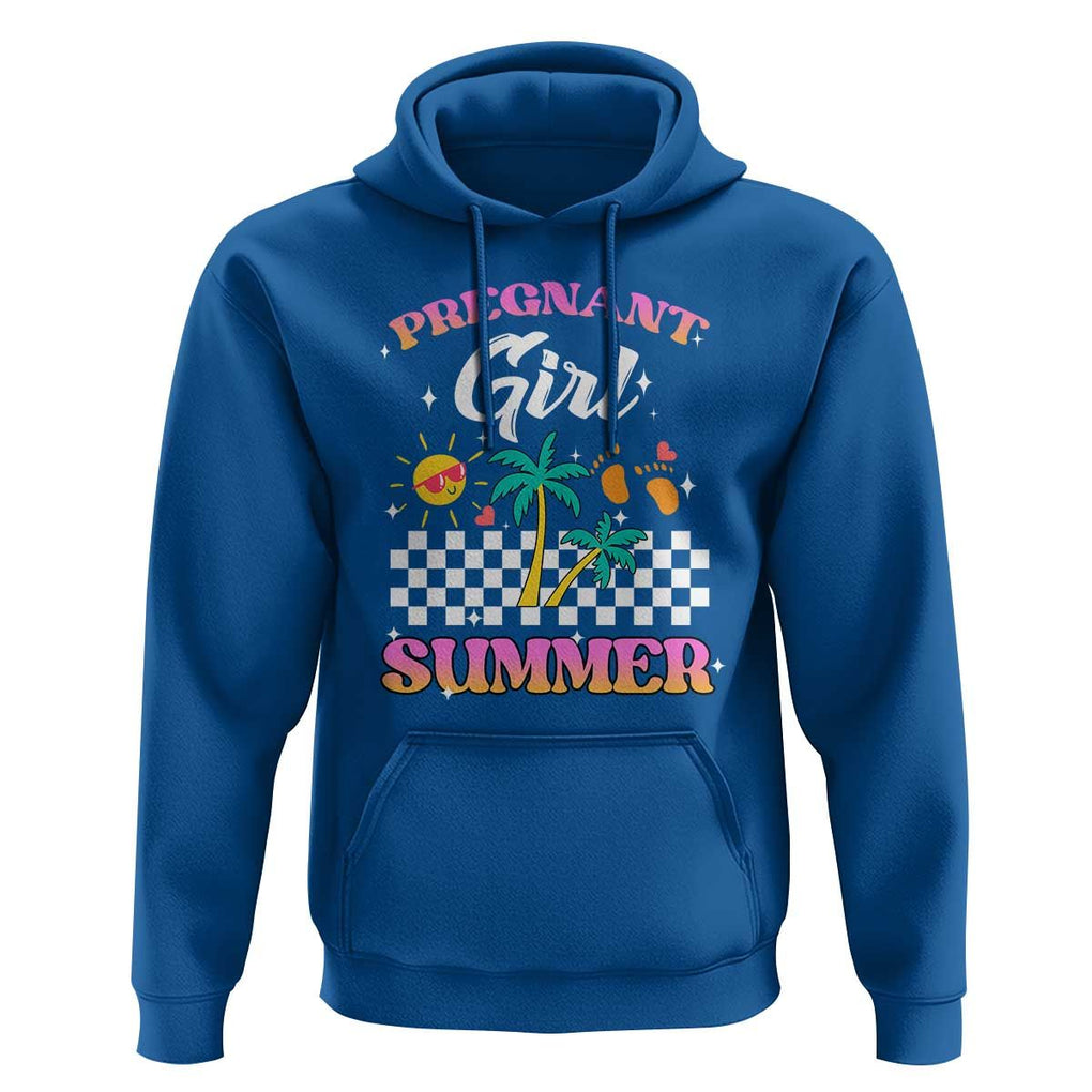 Pregnant Girl Summer Hoodie Funny Baby Announcement Retro Vintage TS02 Royal Blue Print Your Wear