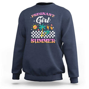 Pregnant Girl Summer Sweatshirt Funny Baby Announcement Retro Vintage TS02 Navy Print Your Wear