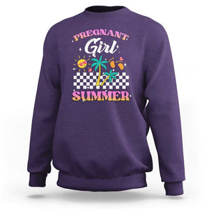 Pregnant Girl Summer Sweatshirt Funny Baby Announcement Retro Vintage TS02 Purple Print Your Wear