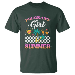Pregnant Girl Summer T Shirt Funny Baby Announcement Retro Vintage TS02 Dark Forest Green Print Your Wear