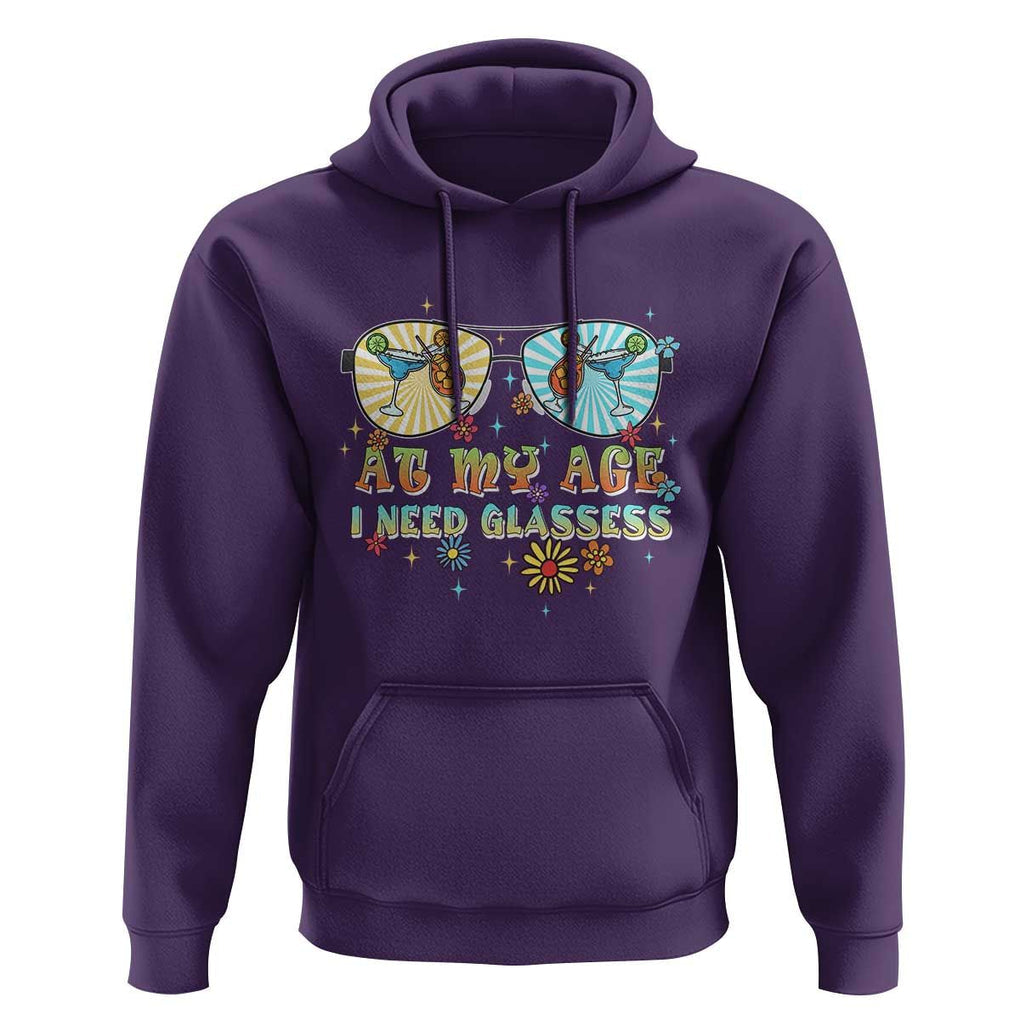 Funny Drinking Hoodie At My Age I Need Glasses Retro Vinatge TS02 Purple Print Your Wear