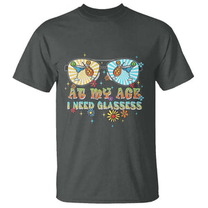 Funny Drinking T Shirt At My Age I Need Glasses Retro Vinatge TS02 Dark Heather Print Your Wear