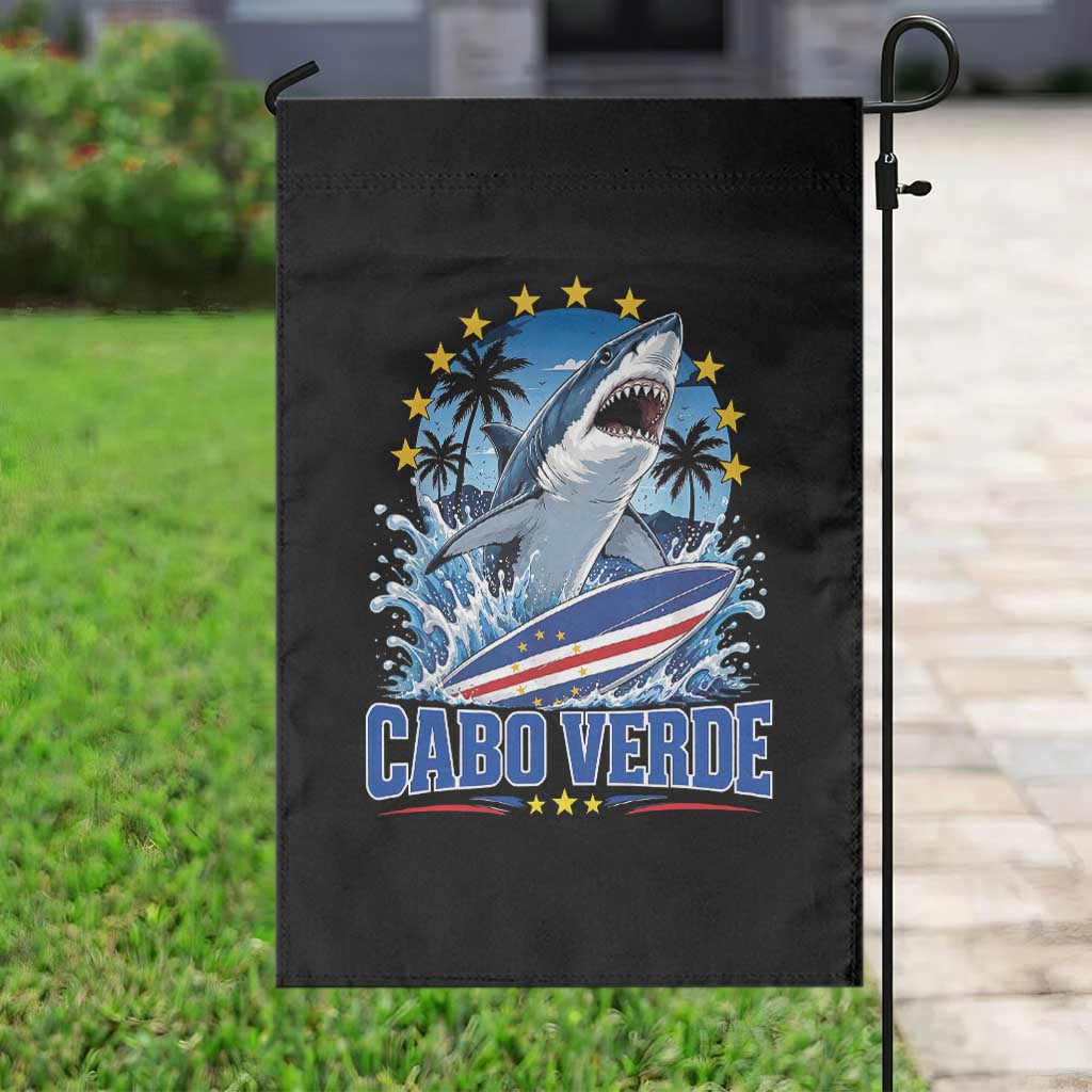 Cabo Verde Surfing Blue Shark Surfboard Garden Flag Cape Verde Flag Tropical Ocean Wave TS02 Print Your Wear