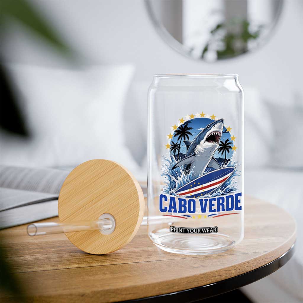 Cabo Verde Surfing Blue Shark Surfboard Glass Can Cape Verde Flag Tropical Ocean Wave TS02 Print Your Wear