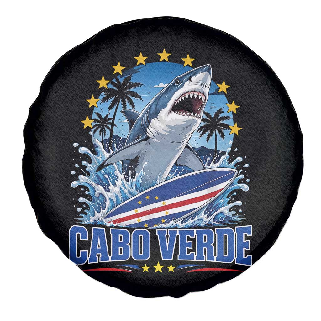 Cabo Verde Surfing Blue Shark Surfboard Spare Tire Cover Cape Verde Flag Tropical Ocean Wave TS02 Print Your Wear