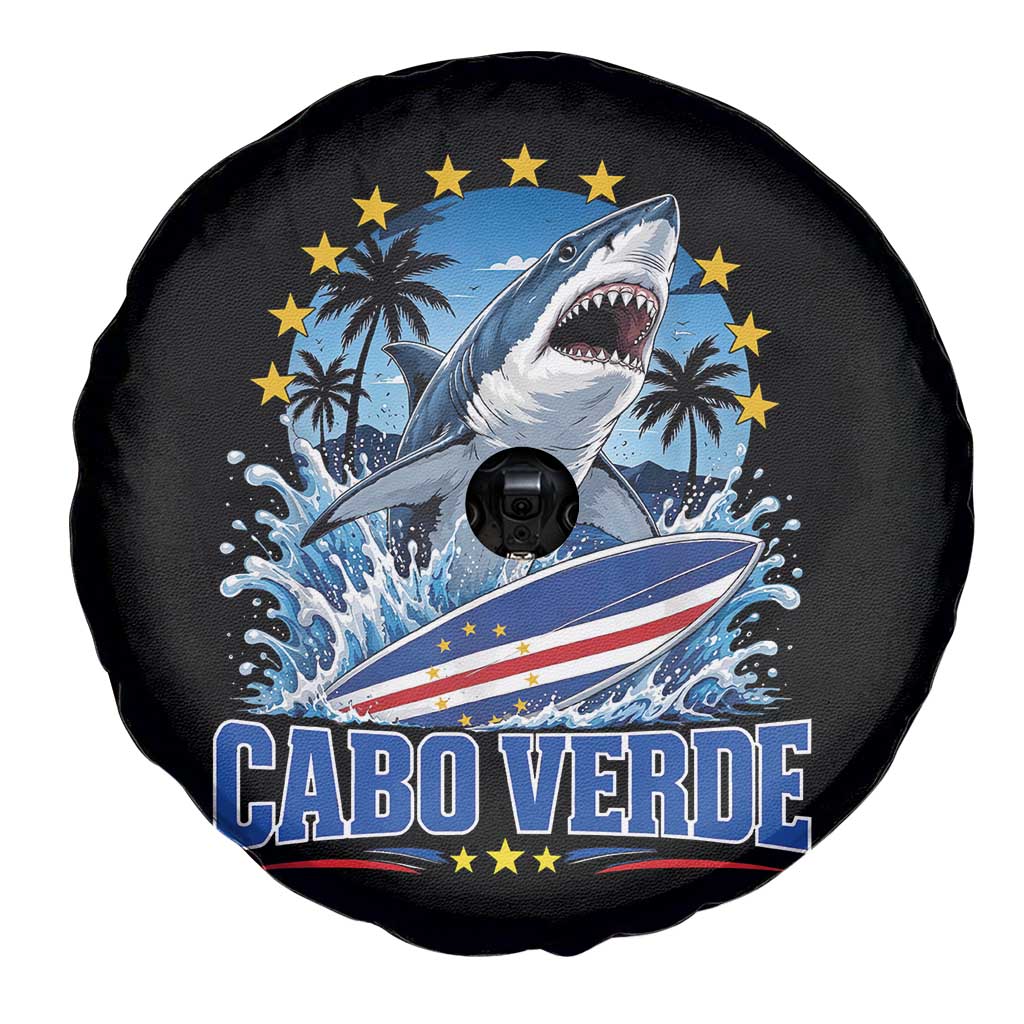 Cabo Verde Surfing Blue Shark Surfboard Spare Tire Cover Cape Verde Flag Tropical Ocean Wave TS02 Print Your Wear