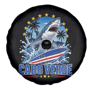 Cabo Verde Surfing Blue Shark Surfboard Spare Tire Cover Cape Verde Flag Tropical Ocean Wave TS02 Print Your Wear