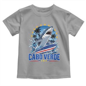 Cabo Verde Surfing Blue Shark Surfboard Toddler T Shirt Cape Verde Flag Tropical Ocean Wave TS02 Sport Gray Print Your Wear