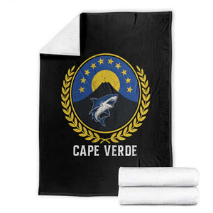 Cape Verde Volcano Blue Sharks Gold Laurel Crest Graphic Throw Blanket Retro Cabo Verde Heritage Pride TS02 Black Print Your Wear