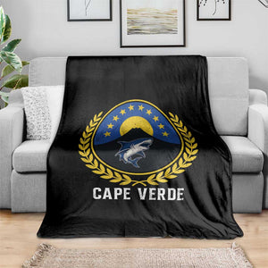 Cape Verde Volcano Blue Sharks Gold Laurel Crest Graphic Throw Blanket Retro Cabo Verde Heritage Pride TS02 Print Your Wear