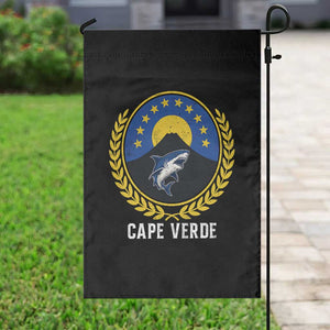 Cape Verde Volcano Blue Sharks Gold Laurel Crest Graphic Garden Flag Retro Cabo Verde Heritage Pride TS02 Print Your Wear