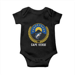 Cape Verde Volcano Blue Sharks Gold Laurel Crest Graphic Baby Onesie Retro Cabo Verde Heritage Pride TS02 Black Print Your Wear