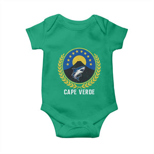 Cape Verde Volcano Blue Sharks Gold Laurel Crest Graphic Baby Onesie Retro Cabo Verde Heritage Pride TS02 Irish Green Print Your Wear