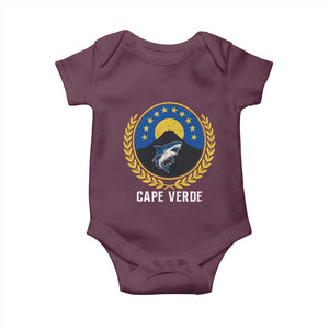 Cape Verde Volcano Blue Sharks Gold Laurel Crest Graphic Baby Onesie Retro Cabo Verde Heritage Pride TS02 Maroon Print Your Wear