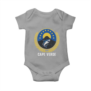 Cape Verde Volcano Blue Sharks Gold Laurel Crest Graphic Baby Onesie Retro Cabo Verde Heritage Pride TS02 Sport Gray Print Your Wear