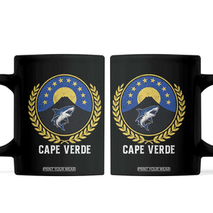 Cape Verde Volcano Blue Sharks Gold Laurel Crest Graphic Coffee Mug Retro Cabo Verde Heritage Pride TS02 Black Print Your Wear