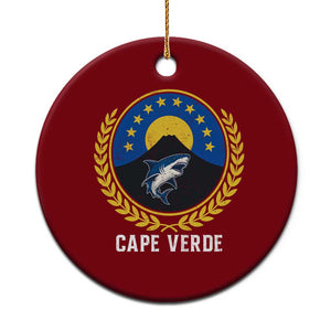 Cape Verde Volcano Blue Sharks Gold Laurel Crest Graphic Ceramic Ornament Retro Cabo Verde Heritage Pride TS02 1pc Red Print Your Wear