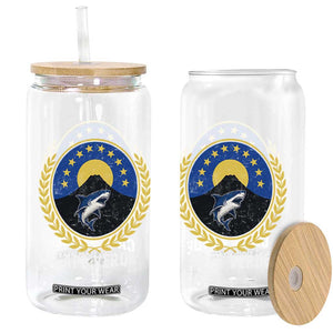 Cape Verde Volcano Blue Sharks Gold Laurel Crest Graphic Glass Can Retro Cabo Verde Heritage Pride TS02 Print Your Wear