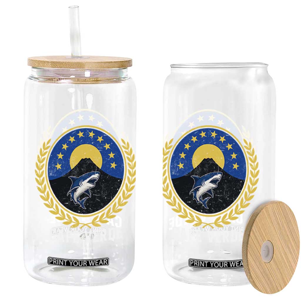 Cape Verde Volcano Blue Sharks Gold Laurel Crest Graphic Glass Can Retro Cabo Verde Heritage Pride TS02 Print Your Wear