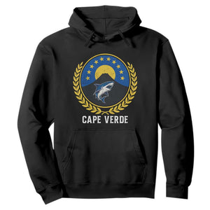 Cape Verde Volcano Blue Sharks Gold Laurel Crest Graphic Hoodie Retro Cabo Verde Heritage Pride TS02 Black Print Your Wear