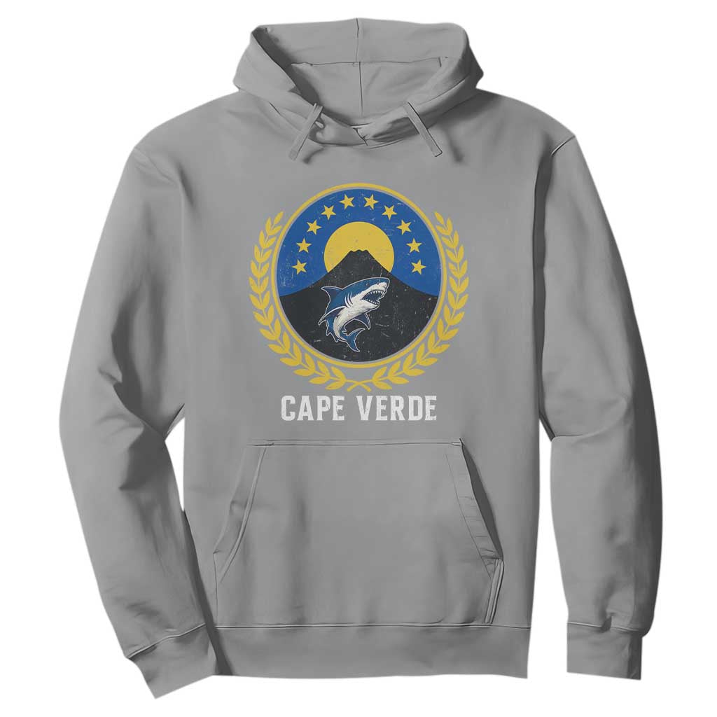 Cape Verde Volcano Blue Sharks Gold Laurel Crest Graphic Hoodie Retro Cabo Verde Heritage Pride TS02 Sport Gray Print Your Wear