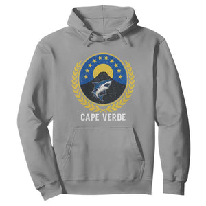 Cape Verde Volcano Blue Sharks Gold Laurel Crest Graphic Hoodie Retro Cabo Verde Heritage Pride TS02 Sport Gray Print Your Wear