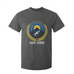 Cape Verde Volcano Blue Sharks Gold Laurel Crest Graphic T Shirt For Kid Retro Cabo Verde Heritage Pride TS02 Dark Heather Print Your Wear