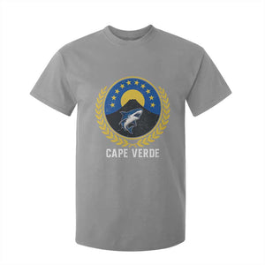 Cape Verde Volcano Blue Sharks Gold Laurel Crest Graphic T Shirt For Kid Retro Cabo Verde Heritage Pride TS02 Sport Gray Print Your Wear