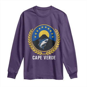 Cape Verde Volcano Blue Sharks Gold Laurel Crest Graphic Long Sleeve Shirt Retro Cabo Verde Heritage Pride TS02 Purple Print Your Wear