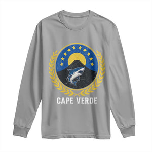 Cape Verde Volcano Blue Sharks Gold Laurel Crest Graphic Long Sleeve Shirt Retro Cabo Verde Heritage Pride TS02 Sport Gray Print Your Wear
