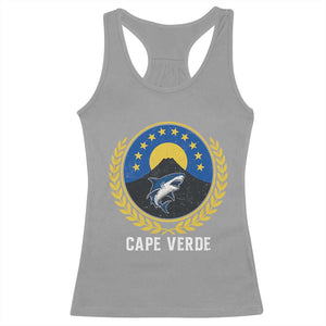 Cape Verde Volcano Blue Sharks Gold Laurel Crest Graphic Racerback Tank Top Retro Cabo Verde Heritage Pride TS02 Sport Gray Print Your Wear