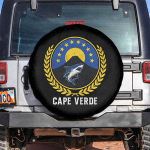Cape Verde Volcano Blue Sharks Gold Laurel Crest Graphic Spare Tire Cover Retro Cabo Verde Heritage Pride TS02 No hole Black Print Your Wear