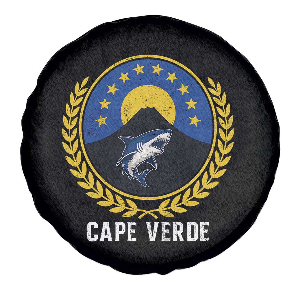 Cape Verde Volcano Blue Sharks Gold Laurel Crest Graphic Spare Tire Cover Retro Cabo Verde Heritage Pride TS02 Print Your Wear
