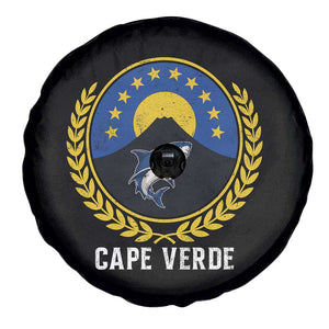 Cape Verde Volcano Blue Sharks Gold Laurel Crest Graphic Spare Tire Cover Retro Cabo Verde Heritage Pride TS02 Print Your Wear