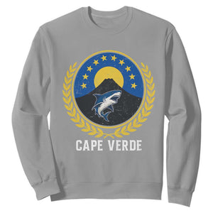 Cape Verde Volcano Blue Sharks Gold Laurel Crest Graphic Sweatshirt Retro Cabo Verde Heritage Pride TS02 Sport Gray Print Your Wear