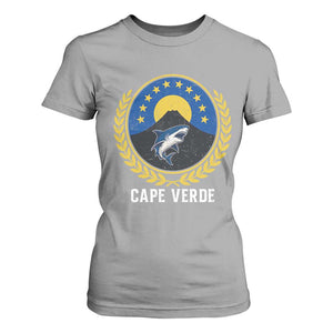 Cape Verde Volcano Blue Sharks Gold Laurel Crest Graphic T Shirt For Women Retro Cabo Verde Heritage Pride TS02 Sport Gray Print Your Wear