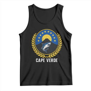 Cape Verde Volcano Blue Sharks Gold Laurel Crest Graphic Tank Top Retro Cabo Verde Heritage Pride TS02 Black Print Your Wear