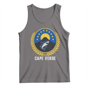 Cape Verde Volcano Blue Sharks Gold Laurel Crest Graphic Tank Top Retro Cabo Verde Heritage Pride TS02 Deep Heather Print Your Wear