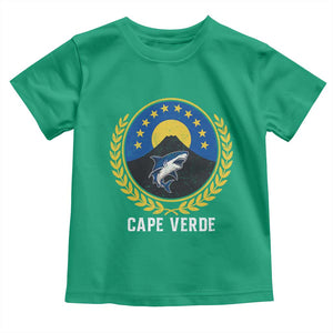 Cape Verde Volcano Blue Sharks Gold Laurel Crest Graphic Toddler T Shirt Retro Cabo Verde Heritage Pride TS02 Irish Green Print Your Wear