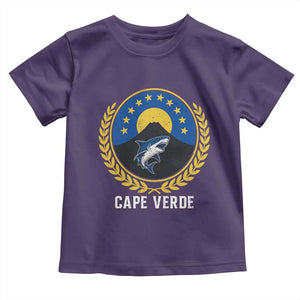 Cape Verde Volcano Blue Sharks Gold Laurel Crest Graphic Toddler T Shirt Retro Cabo Verde Heritage Pride TS02 Purple Print Your Wear