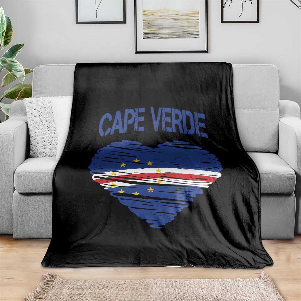 Cape Verde Scribble Flag Heart National Pride Throw Blanket Cabo Verde Love TS02 Print Your Wear