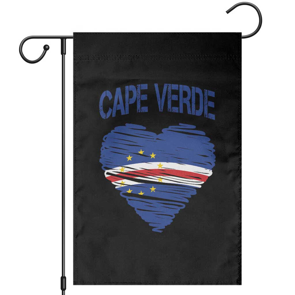 Cape Verde Scribble Flag Heart National Pride Garden Flag Cabo Verde Love TS02 Black Print Your Wear