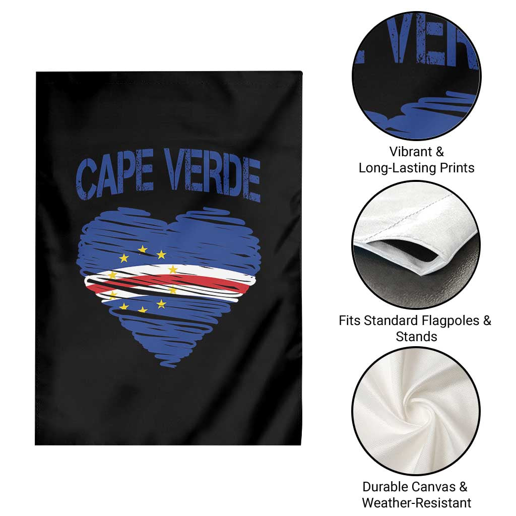Cape Verde Scribble Flag Heart National Pride Garden Flag Cabo Verde Love TS02 Print Your Wear