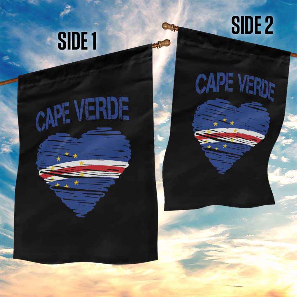 Cape Verde Scribble Flag Heart National Pride Garden Flag Cabo Verde Love TS02 Print Your Wear